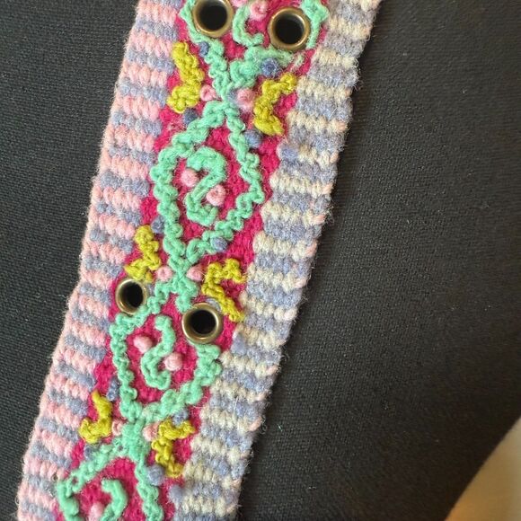 Jenny Krauss Woven Boho Colorful Belt Silver Colored Buckle Women\'s Size Medium main image 12